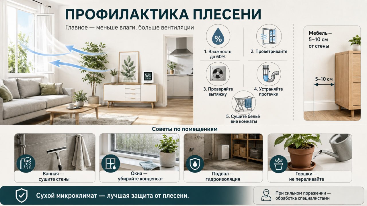 Профилактика появления разных видов плесени